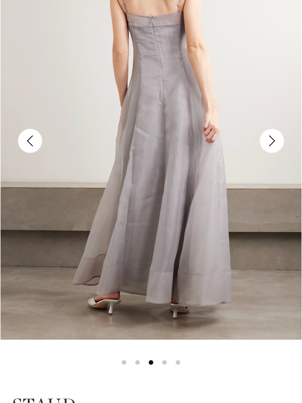 STAUD Strapless Gray Maxi Dress with Flowing A-Line Silhouette, NWT - Picture 3 of 3